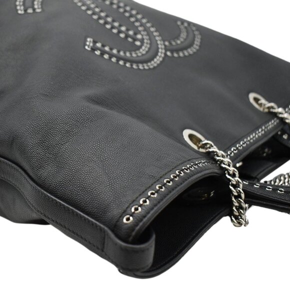 CHANEL  Coco Eyelets Large Leather Shopping Tote Shoulder Black - Picture 5 of 16